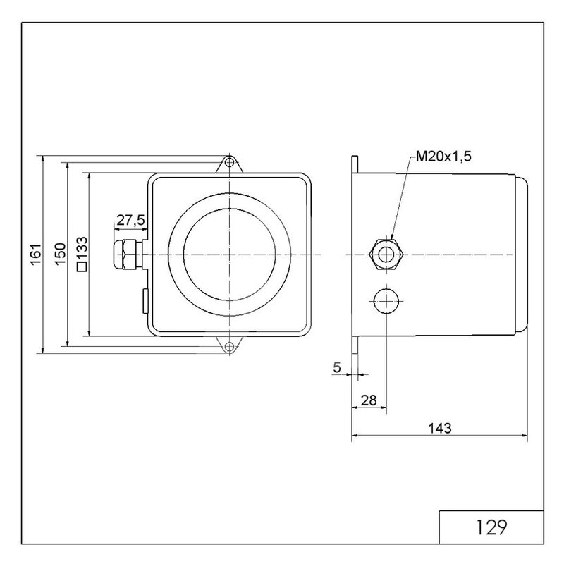 Sygnalizator akustyczny 110 dB, 129, 230 V AC, 12905268
 - schemat