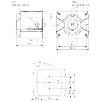 Sygnalizator akustyczny czerwony, PA 5 SSM, 24 V DC, 23350800005 - wymiary