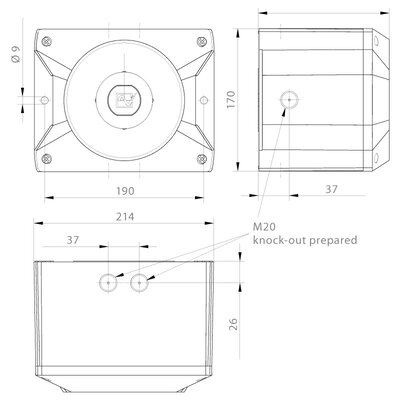 Sygnalizator akustyczny czerwony, PA 10 SSM, 24 V DC, 23360800005 - wymiary