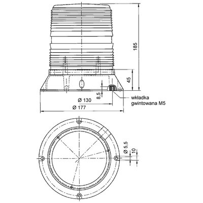 Sygnalizator optyczny czerwony, PMF 2015-SIL, 24 V DC, 21007805601 - wymiary