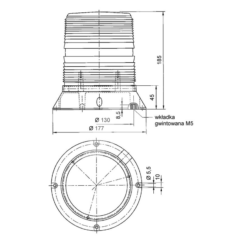 Sygnalizator optyczny czerwony, PMF 2015-SIL, 24 V DC, 21007805601 - wymiary