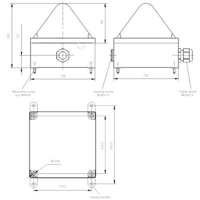 Sygnalizator optyczny RGB, QUADRO LED-RGB-3G/3D, 24 V DC, 21109638009 - wymiary
