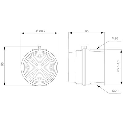 Sygnalizator optyczny czerwony, 31008805000 - wymiary