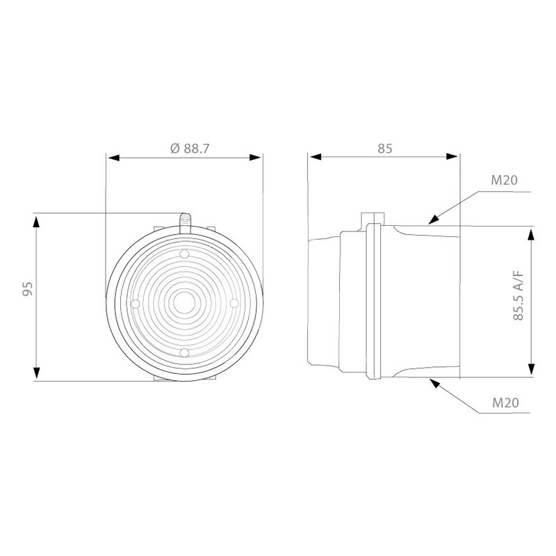 Sygnalizator optyczny czerwony, 31008805000 - wymiary