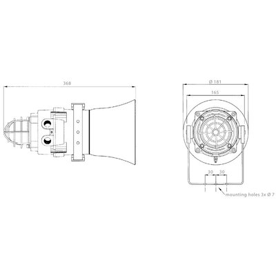 Sygnalizator optyczno-akustyczny czerwony, 110 dB, BexCS, 115 V AC, 32074155000
