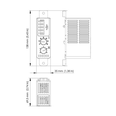 Higroterma elektroniczna ETF 012, zakres regulacji NC/NO od 0°C do 60°C, od 50% do 90% RH, 24-240 V AC/DC, UL, 01260.0-00 - schemat