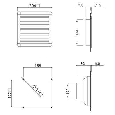 Wentylator filtrujący 230 V AC, 110 mᵌ/h, 204x204 mm, ALFAB500BP