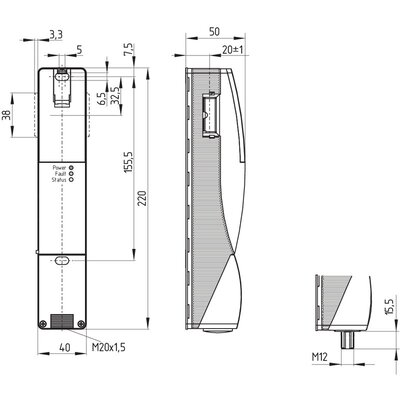 Wyłącznik ryglujący bezpieczeństwa bez aktywatora AZM201Z-I2-SK-T-1P2PW-DU, RFID, 103044814 - wymiary