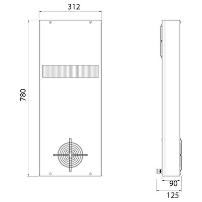 Wymiennik powietrze / powietrze typu Indoor XVA50T0220 - schemat