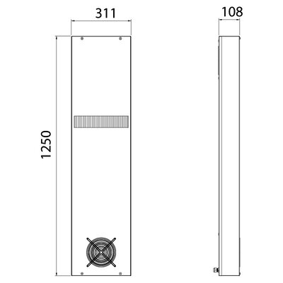 Wymiennik powietrze / powietrze typu Indoor XVA90T0120 - schemat