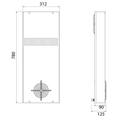 Wymiennik powietrze / powietrze typu Indoor XVA50T0120 - schemat