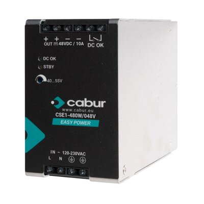 Zasilacz 1-fazowy, wejście 120–230 V AC / wyjście 48 V DC, 10 A, CSE1-480W/048V/AA
