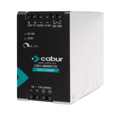 Zasilacz 1-fazowy, wejście 120–230 V AC / wyjście 72 V DC, 6,6 A, CSE1-480W/072V/AB
