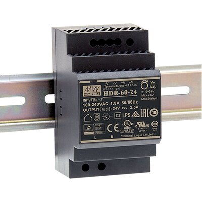 Zasilacz impulsowy 230 V AC / 24 V DC, 2,5 A, 60 W, HDR-60-24
