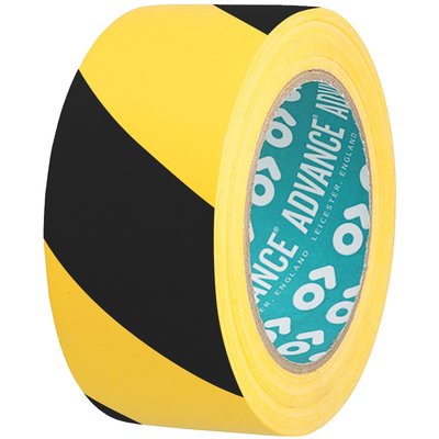 Taśma ostrzegawcza PVC, AT8 50/33 żółto-czarna