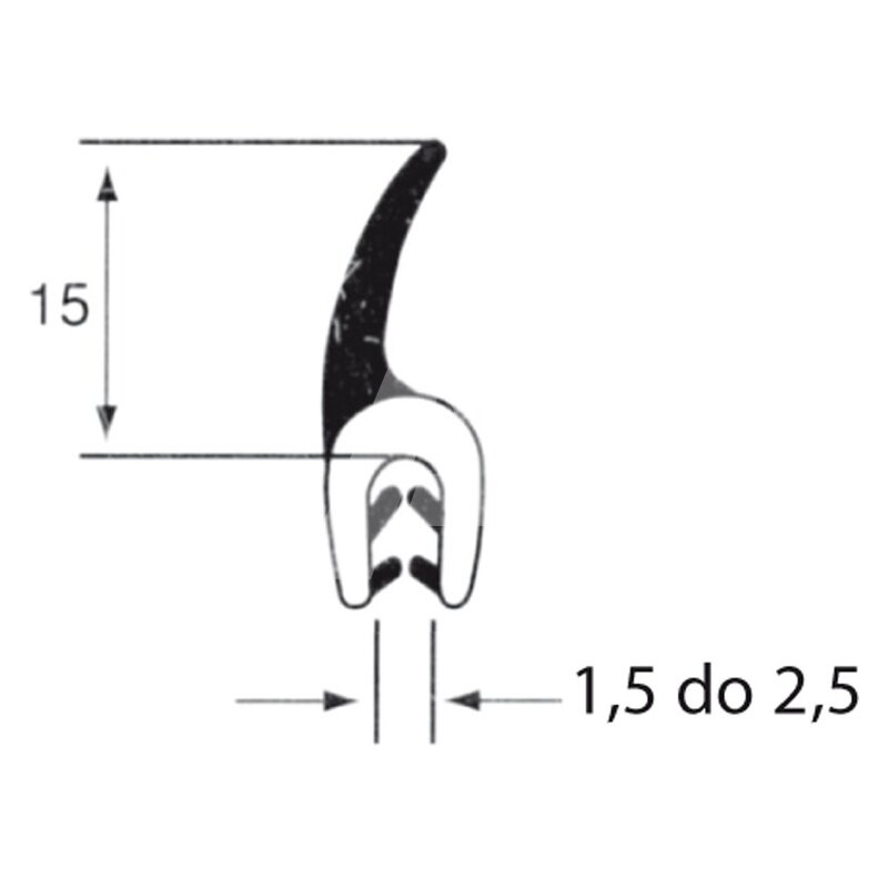 Zabezpieczenie krawędzi 1,5 mm do 2,5 mm z kołnierzem, LS15/100