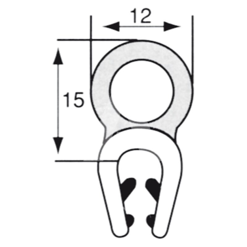 Zabezpieczenie krawędzi 2,5 mm do 3,5 mm z uszczelką, TS15/50