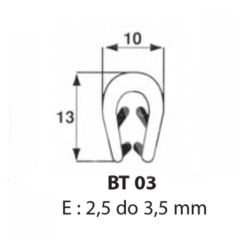 Zabezpieczenie krawędzi 2,5 mm do 3,5 mm, BT03/50